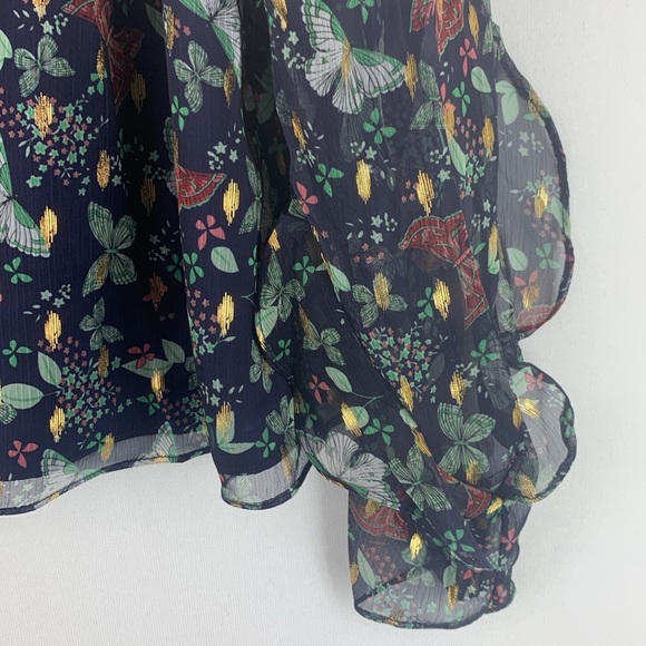 TULAROSA Rhea Sheer Floral One Shoulder Top in Navy Blue Size S - Picture 5 of 8